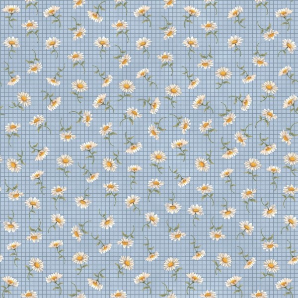 C91876-01 - Tecido Tricoline Digital LAR DOCE LAR - MARGARIDA Grid - AZUL C91876-01 - Tecido Tricoline Digital LAR DOCE LAR - MARGARIDA Grid - AZUL