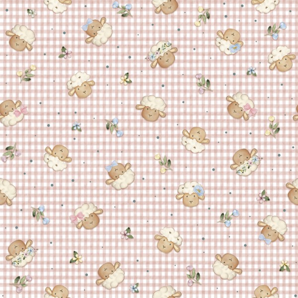 C94467 - Tecido Tricoline Digital FLORENCE - Ovelha - ROSA
