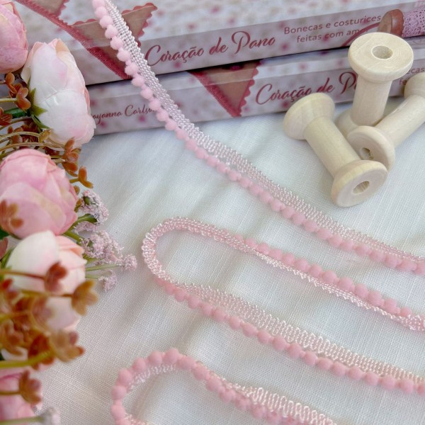 RN114 - Renda Mini Pompom CANDY COLORS - ROSA RN114 - Renda Mini Pompom CANDY COLORS - ROSA