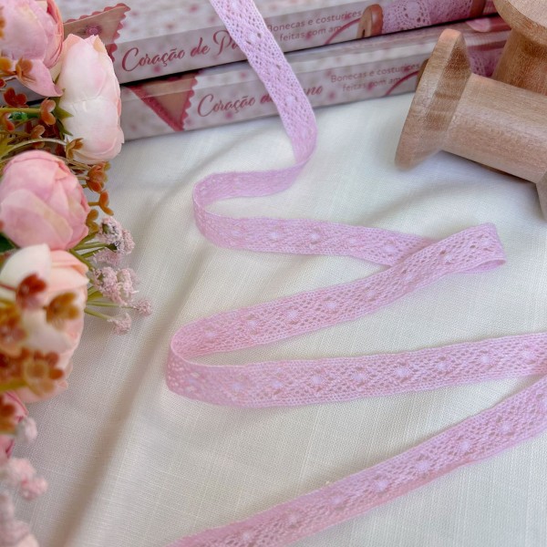 RN118 - Renda de Algodão CANDY COLORS - ROSA (LARGURA - 1cm) RN118 - Renda de Algodão CANDY COLORS - ROSA (LARGURA - 1cm)