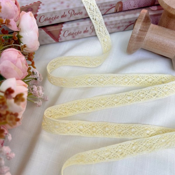 RN120 - Renda de Algodão CANDY COLORS - AMARELA (LARGURA - 1cm) RN120 - Renda de Algodão CANDY COLORS - AMARELA (LARGURA - 1cm)