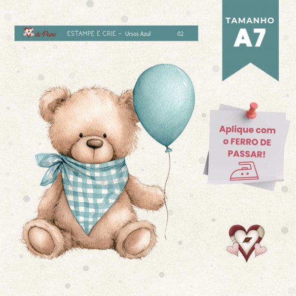 Urso Azul - 02 - Estampe e Crie PP Urso Azul - 02 - Estampe e Crie PP